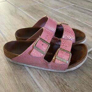 Pink snakeskin Birkenstocks